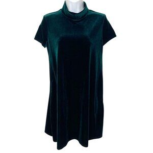 Vintage By Choice California Green Velvet Dress Sz 9 Mock Neck Short Sleeve NWT